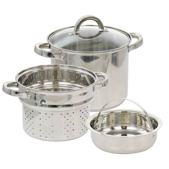 Oster Sangerfield 5qt. Stainless Steel Pasta Pot with Steamer Insert and Basket in Silver | Michaels®